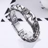 Men's Titanium Steel Bracelets with Personalized Retro Punk Style Patterns and Portrait Castings ,featuring Decorative Borders.