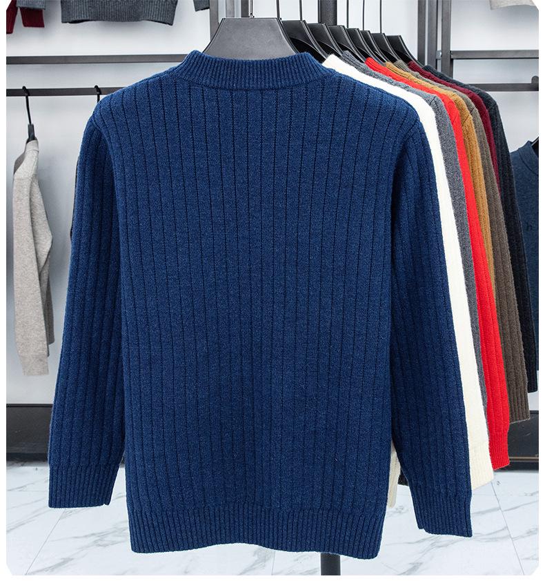 Men's Winter Jacquard Knit Sweater - Thick, Warm, Half-High Collar, Fashionable for All Ages