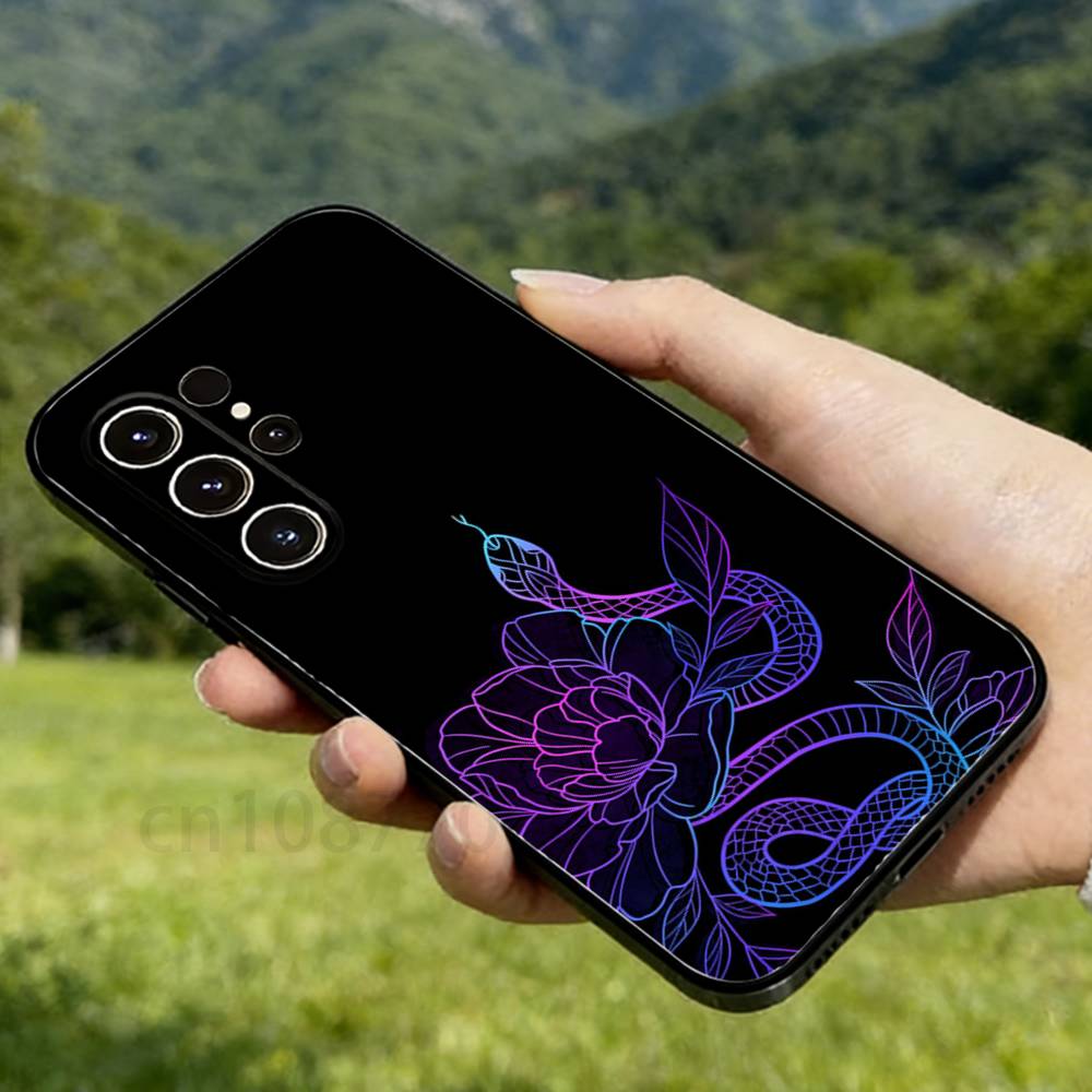 

Snake Phone case For Samsung Galaxy A53,51,72,73,31,30,42 Soft Silicone Black Cover 5 Samsung A12 A12 5G