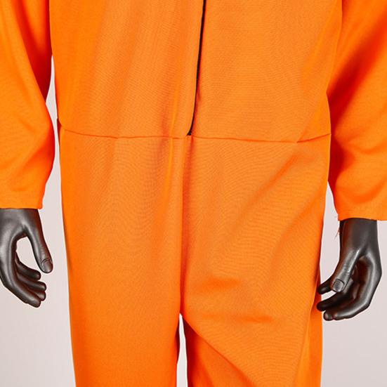 Halloween Prisoner Cosplay Jumpsuit with Manacle Halloween Unisex Children Adult Role Play Outfit Long Sleeves Lapel Zipper Festivals Parties Costume