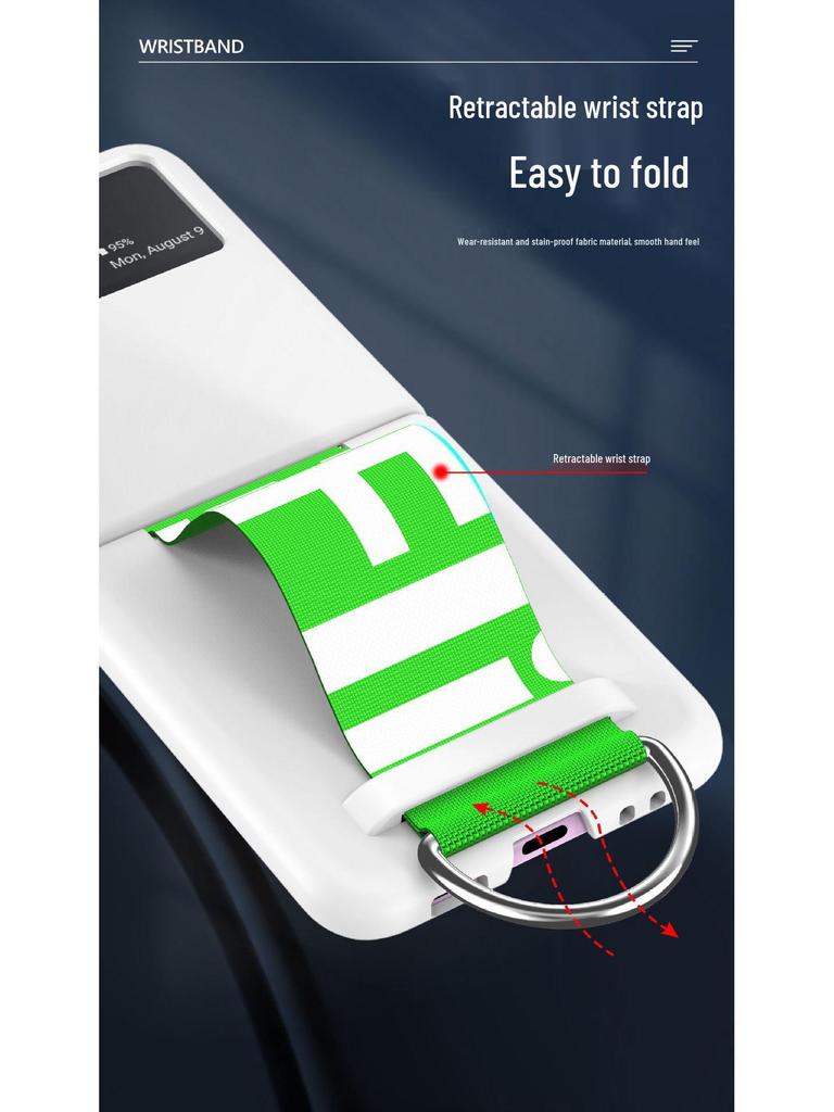 Samsung Zflip7/Huawei P50 Pocket Folding Phone Case with Letter Wrist Strap and Stand.