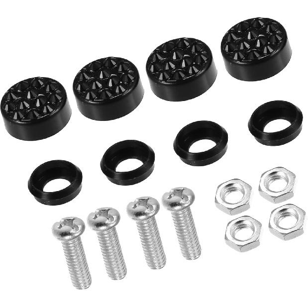 1 Set Bling Car License Plate Fasteners Screws Caps Covers Black Universal Rhinestone License Plate Bolt Cap Plastic Washer Replace Parts
