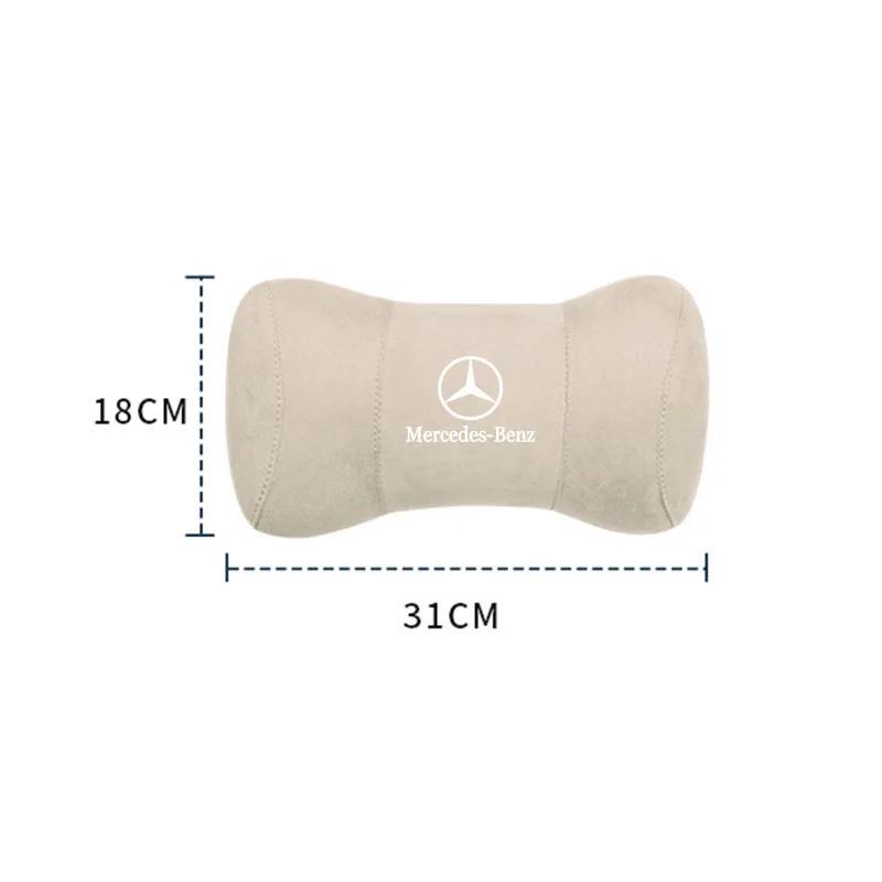 FHP3 Hot 2025 Car Suede Headrest Seat Neck Pillow Head Support For Mercedes Benz AMG GLE GLS CLS GLC CLA GLA GLK ML C197 R231 W167 W2