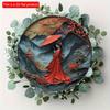 2d Flat 20*20cm, Round Wooden Wall Sign, Japanese Kimono Decorative Art for Door Decor Room Decor, Home Decor with Modern Style.