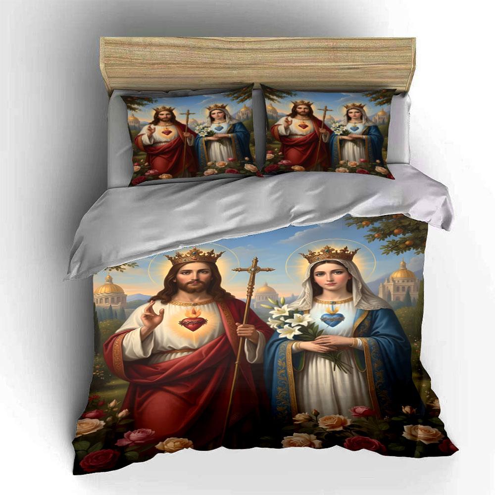 Sacred Jesus and Mary Art Bedding Duvet Cover Set (1*Duvet Cover 2*Pillowcases, without duvet insert)