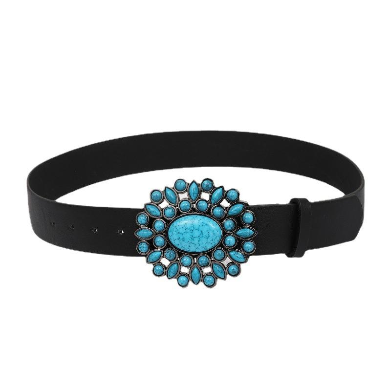 12 Vintage Court Gem Inlaid Women'S Wide Belt Decorative Clothing Antique Women'S Belt