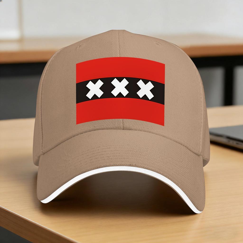 Amsterdam Flag Baseball Cap  Tennis Skate High Quality Hip Hop Hats Unisex Adult Yk Cool Design Snapback Cap