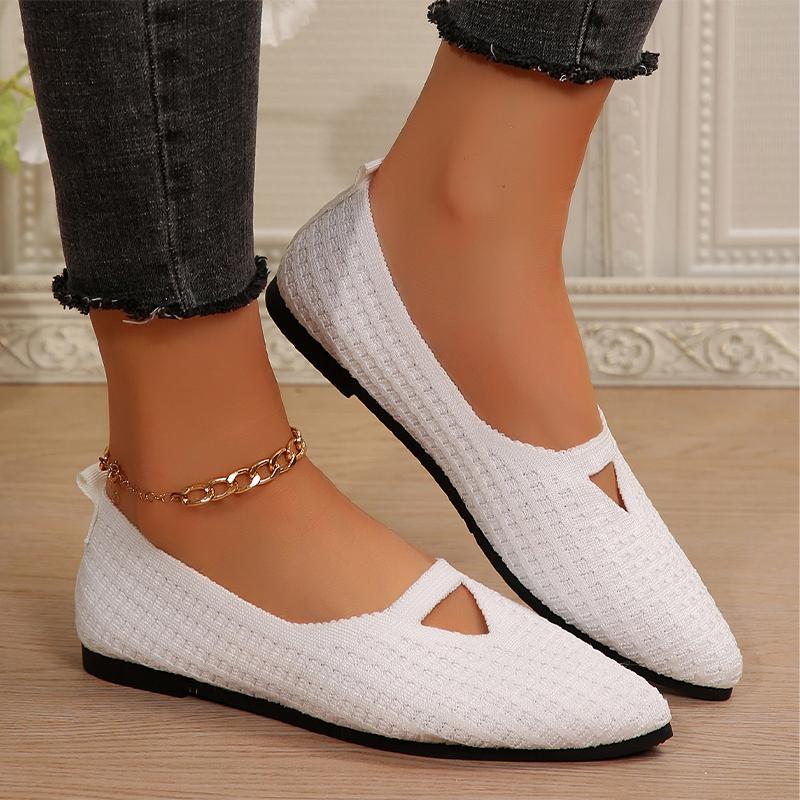 Fashion Women Knitting Shallow Pointed Toe Flats Shoes 2024 Autumn Fashion New Walking Casual Shoes Cozy Dress Travel Chaussures Femme