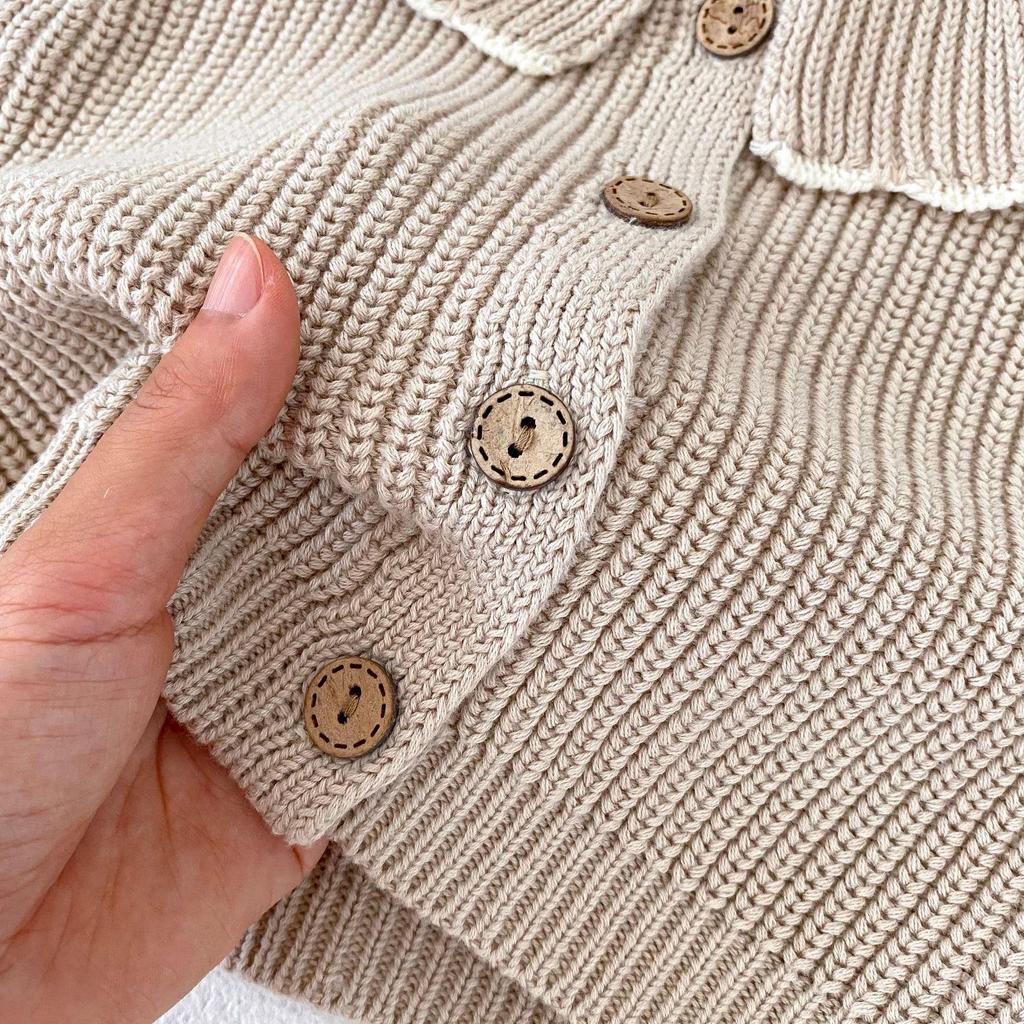 Autumn 2025 Baby Girl Ruffle Collar Knit Cardigan Sweater (0-3 Years)