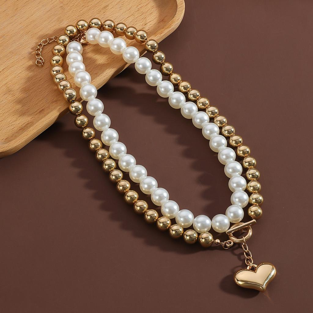 Pearl Love Pendant Necklace Sense Niche Clavicle Chain Titanium Steel Neck Chain Jewelry