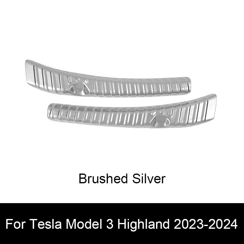 

For Tesla Model 3 2024 Highland Trunk Guard Plate Threshold Strip Pedal Tailgate Anti-cutting Rubbing Pad Car Rear Sill Cover Highland Silver