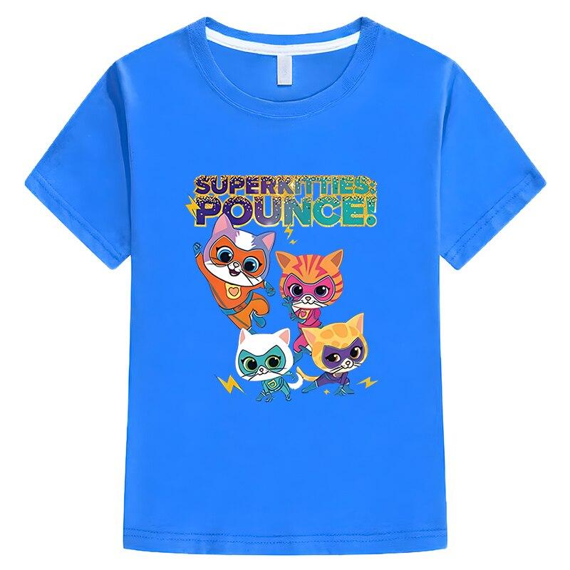 New Game Super Kitties Kids T-shirt Summer Cotton Short Sleeve Tops Y2k One Piece T Shirt for Kids Boy 10 Years Girls Clothes Anime T-shirt