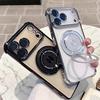 Transparent Magnetic Phone Case For For Iphone 17 Air 13 14 15 16 17 Pro Max 11 12 With Ring Stand Plating Soft Case