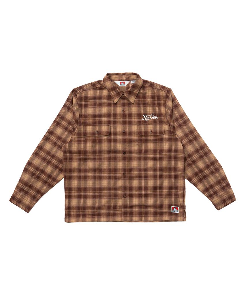 BEN DAVIS White Label Embroidered Plaid Shirt Brick