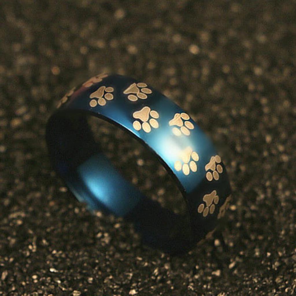 Men Women Cute Animal Paw Print Titanium Steel Finger Ring Jewelry Birthday Gift