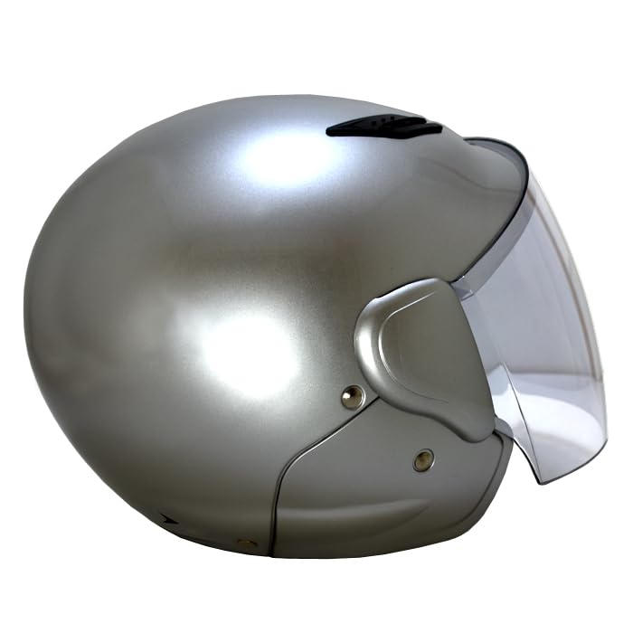 Motorcycle Half with Suitable for Scooters and Mopeds up to Half SG Standard Helmet, Semi-Jet Helmet, Helmet, Silver, Shield, 125cc, Cap,