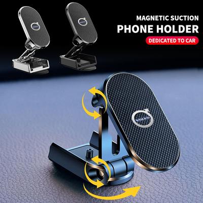 Car Logo Magnetic Foldable Phone Holder For Volvo AWD V60 V40 XC90 S60 XC60 S90 V90 CX70 XC40 C40 C70 EX90 Rdesign Accessories