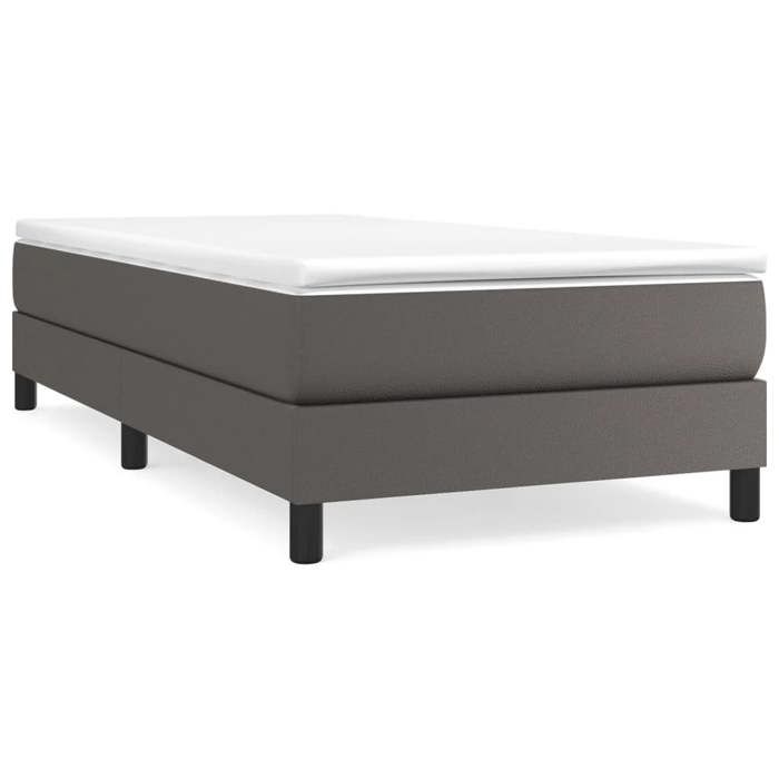 3144229 vidaXL Lit à sommier tapissier avec matelas Gris 80x200 cm Similicuir