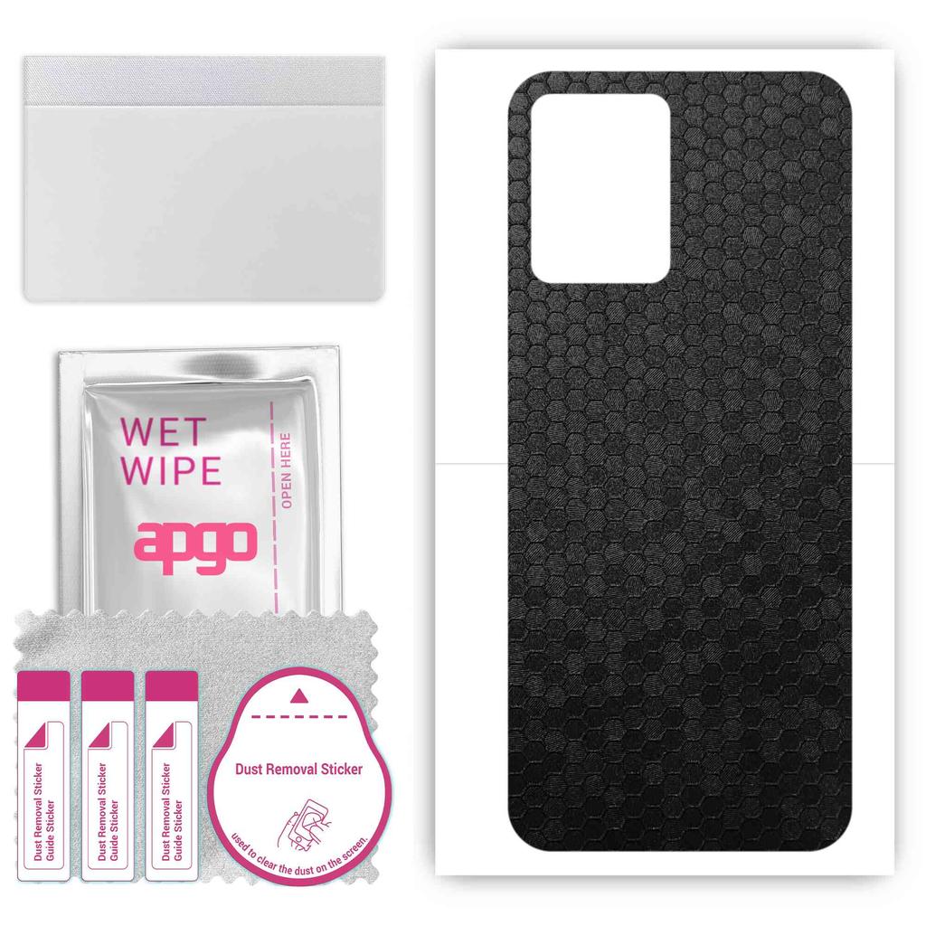 apgo Protective Skin Sticker for the back compatible with Realme V25, Wrap Film, Foil, Vinyl - Pattern Black Honeycomb
