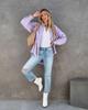 2025 Autumn Women's Long-Sleeve Washed Denim Jacket with Raw Edges