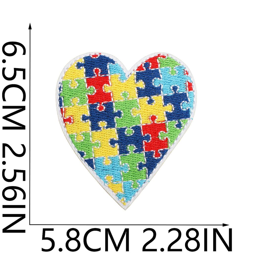 Färg pussel broderi tyg klistermärke liten dinosaurie dator broderi etikett tecknad sköldpadda autism kampanj patch klistermärke strykning