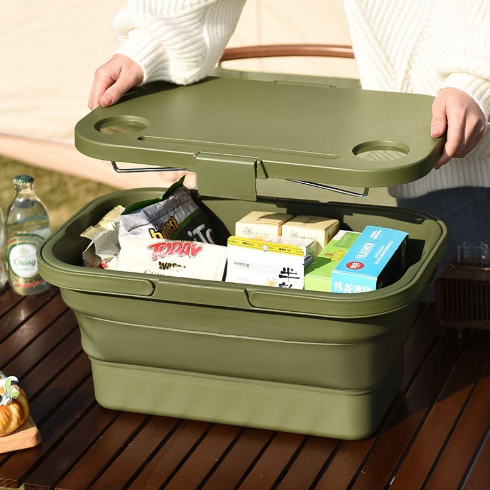 Waterproof Picnic Basket Camping Table Sundries Basket Durable Outdoor Organizer BBQ