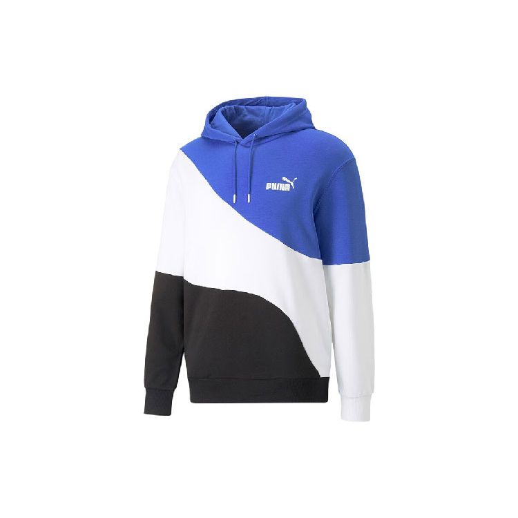 Puma Color Block Casual Hooded Drawstring Long Sleeve Sweatshirt Men tops Electric-Blue 675746-92
