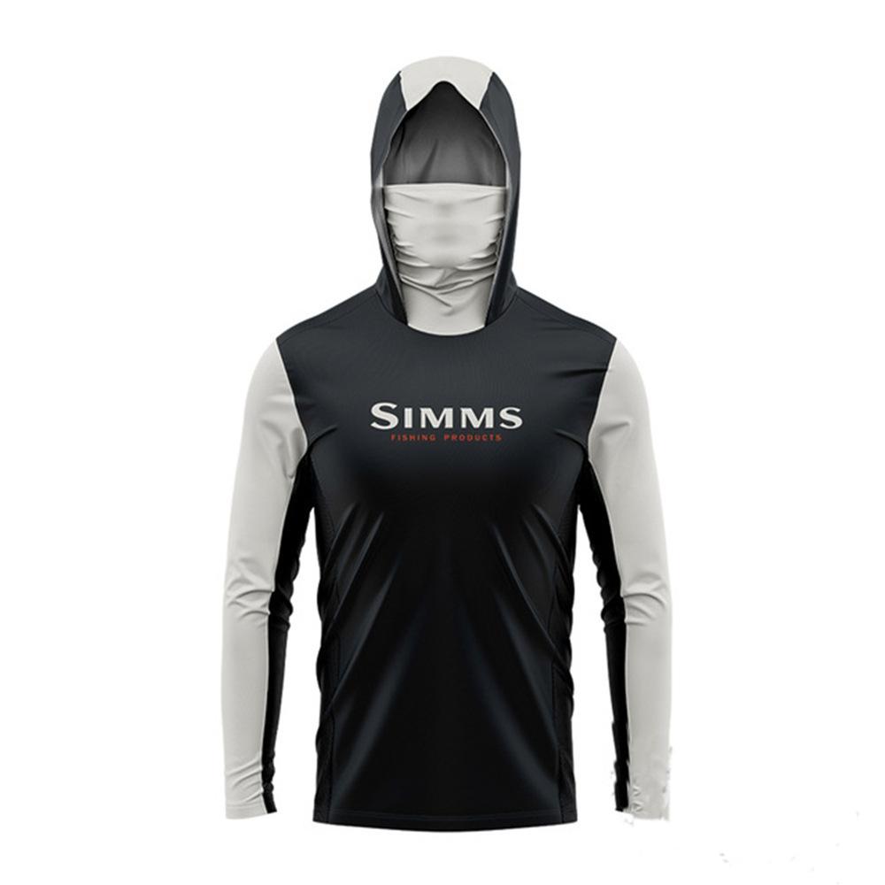 2024 New SIMMS Men's Sunscreen Upf 50 + Long Sleeve Fishing Suit UV Protection Mask Hooded Fishing Suit