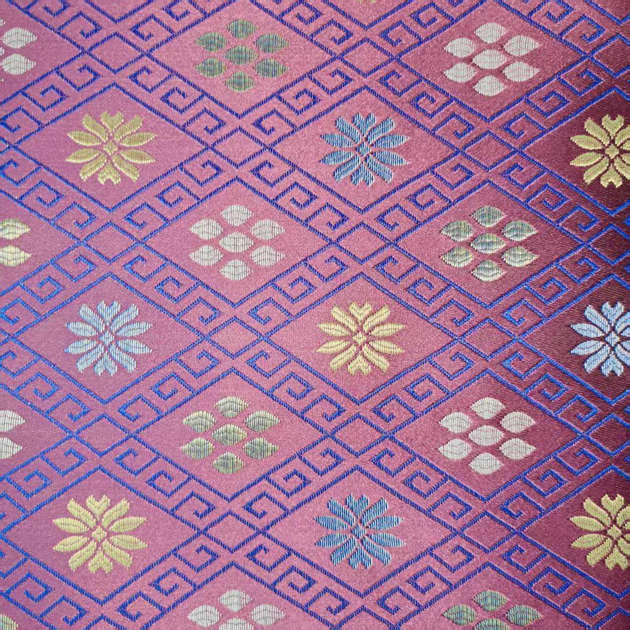 Guangxi Zhuang Brocade Fabric: Colorful Pattern & Golden Jade Jacquard DIY Material