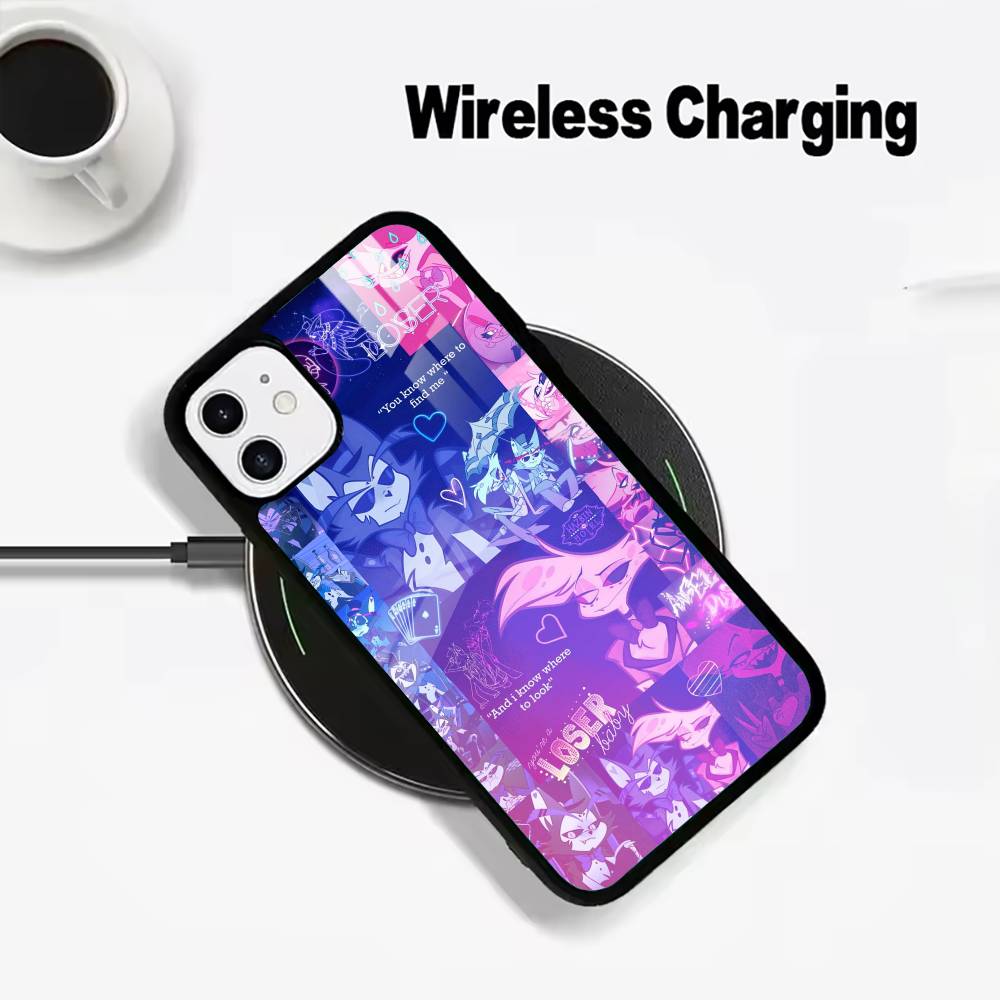 A-Angel Dust H-Hazbin H-Hotel Phone Case For IPhone17 16 15 14 13 12 11 Pro Max 16/15/14Plus Wireless Charger Cover Funda