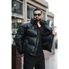 Concealable Hooded Men's Puffer Nubuck Leather Coat