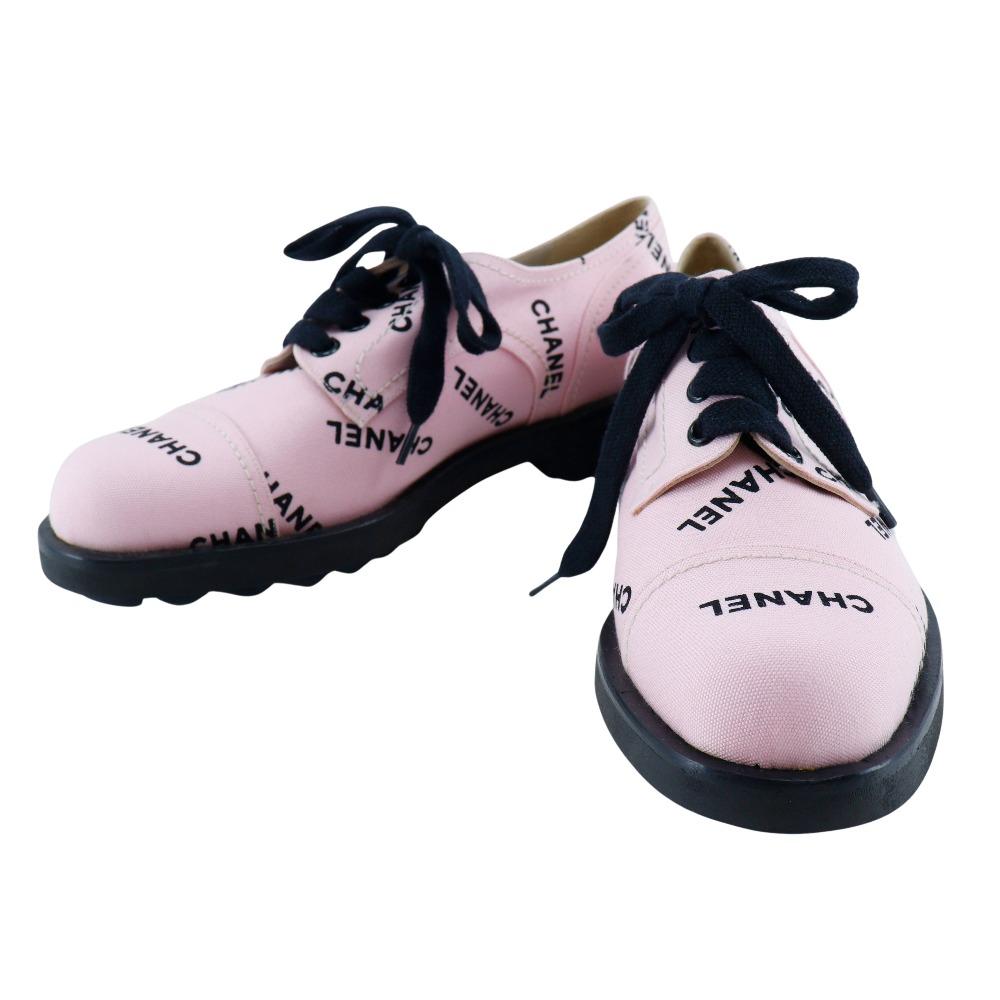 

CHANEL Logo print sneakers A05136 95P Pink / black canvas Women Used