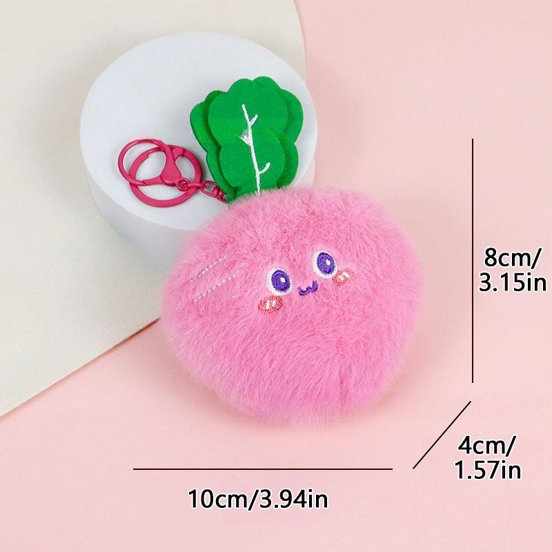 Cute Plush Fruit And Vegetable Doll Keychain Filled With Keychains Backpack Pendant Ladies' Car Key Accessories