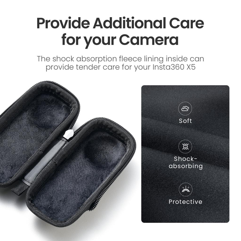 AMAGISN For Insta360 X5 Camera Protective Case Fleece Lined EVA Shell Storage Bag