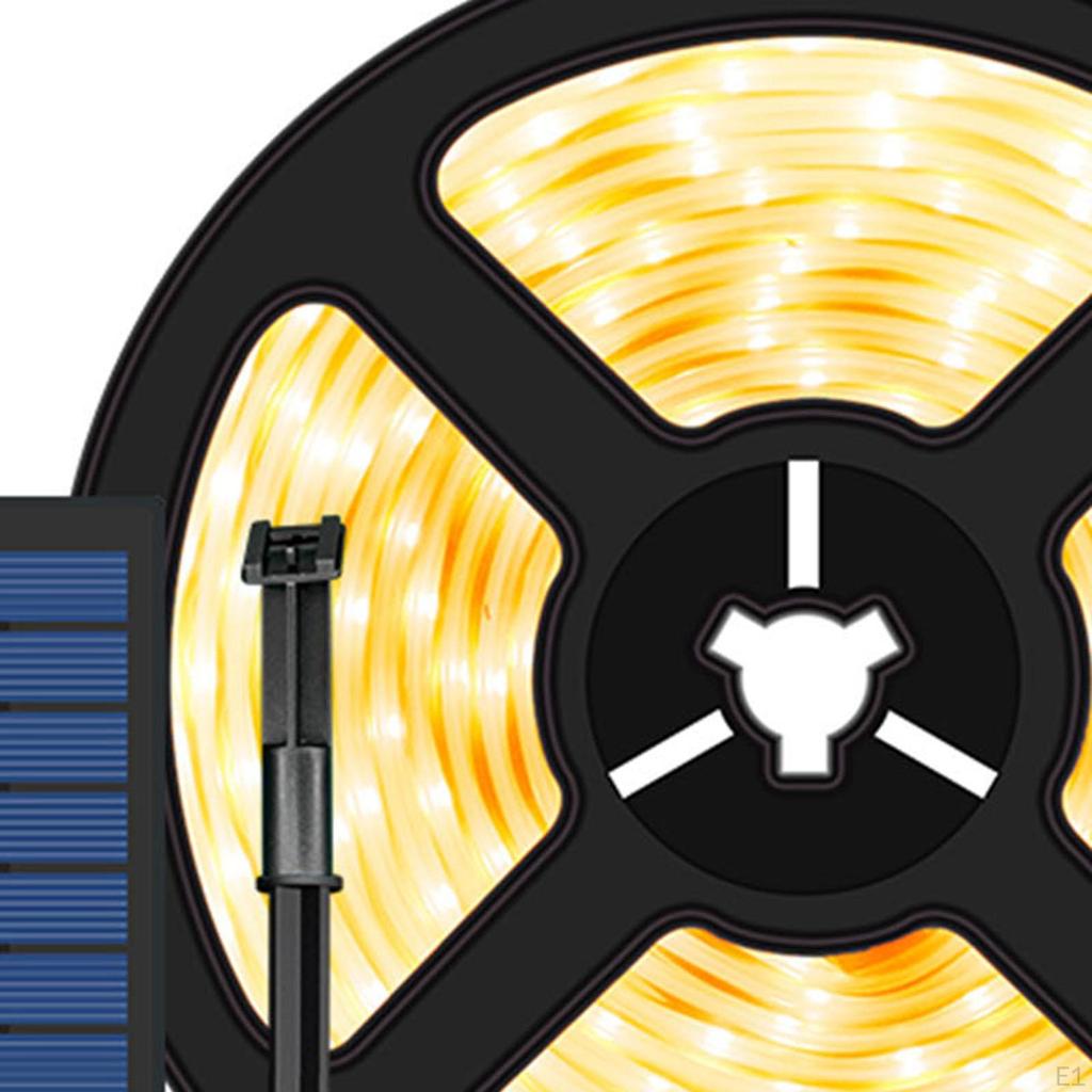 Solar LED Streifenbeleuchtung 5M Strombetrieben Flexibles Bandlicht für Terrasse Warmweiß