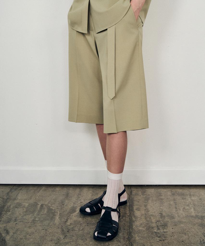 Laneonkyulleoseu Airy Belted Half Slacks_Light Khaki