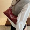 Solid Color Leather Underarm Bag French Commuting Shoulder Bag Vintage Women's Armpit Bag  Autumn