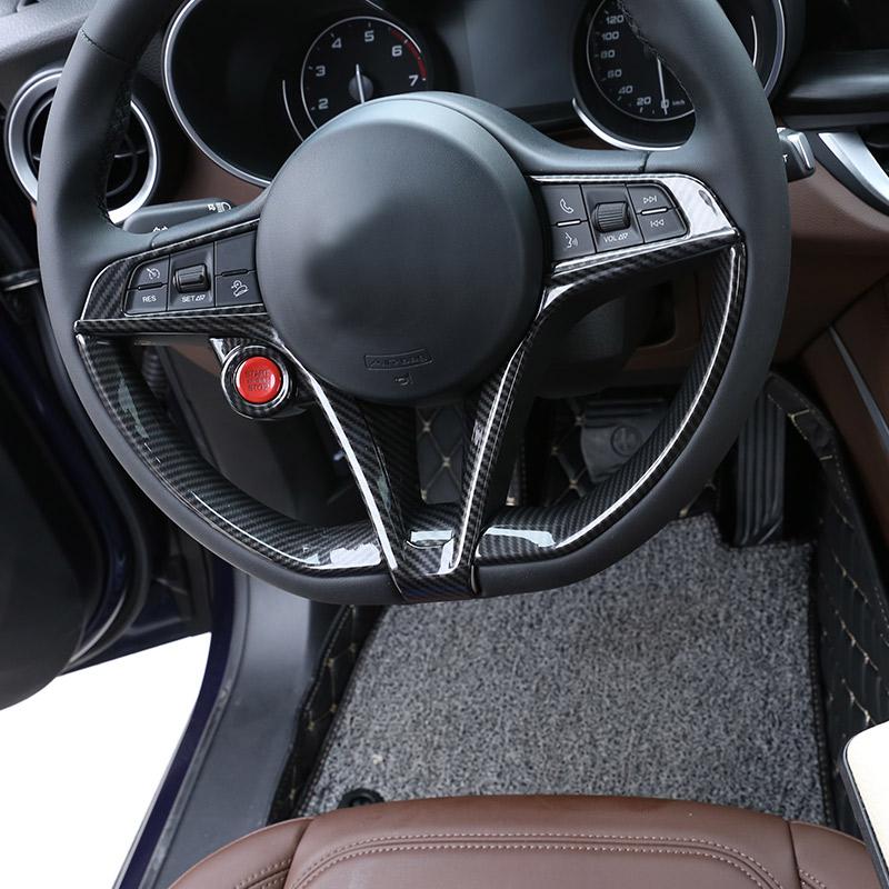 ABS Carbon Fiber For Alfa Romeo Stelvio 2017-2020 Interior Kit Dashboard Console Gear Shift Panel Decoration Cover Trim Stickers