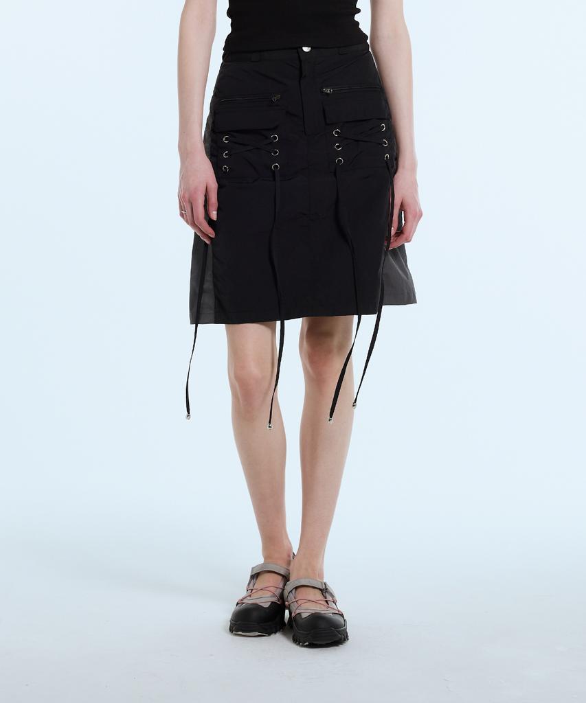 LARTIGENT L11 Eyelet Nylon Skirt(Black)