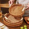 Gewebter Rattan Snack- und Obstteller - Gebäck-, Kuchen-, Brot- und Trockenfrüchtekorb für Wohnzimmer