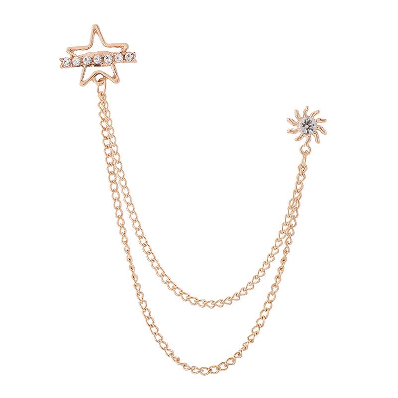 Men's Luxury Lapel Pin Brooch Set - High-End Suit Chain Badge for New Year Gift