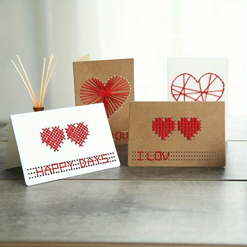 Tarjeta de San Valentín hecha a mano con forma de corazón, ideal como regalo de cumpleaños, con mensaje y sobres.