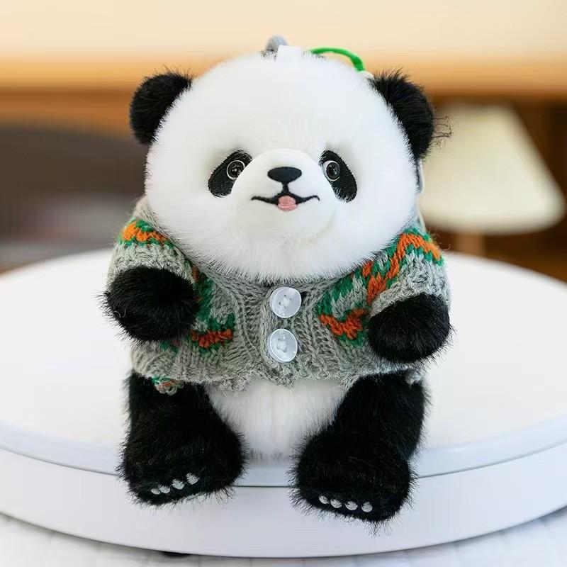 Sweater Wear Panda Plush Toy Cartoon Stuffed Animal Keychain Bag Decoration