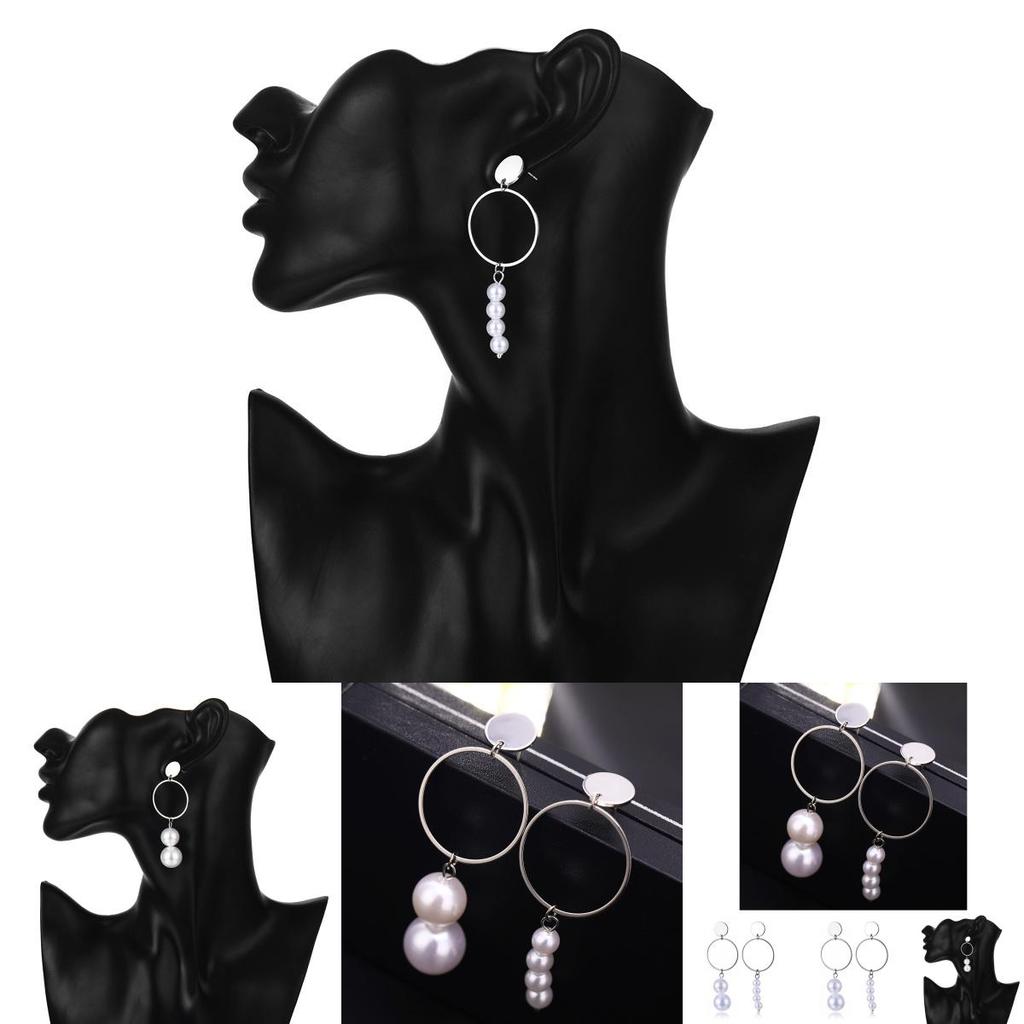 Elegant Asymmetrical Pearl Earrings For Women Stylish Geometric Design Alloy
