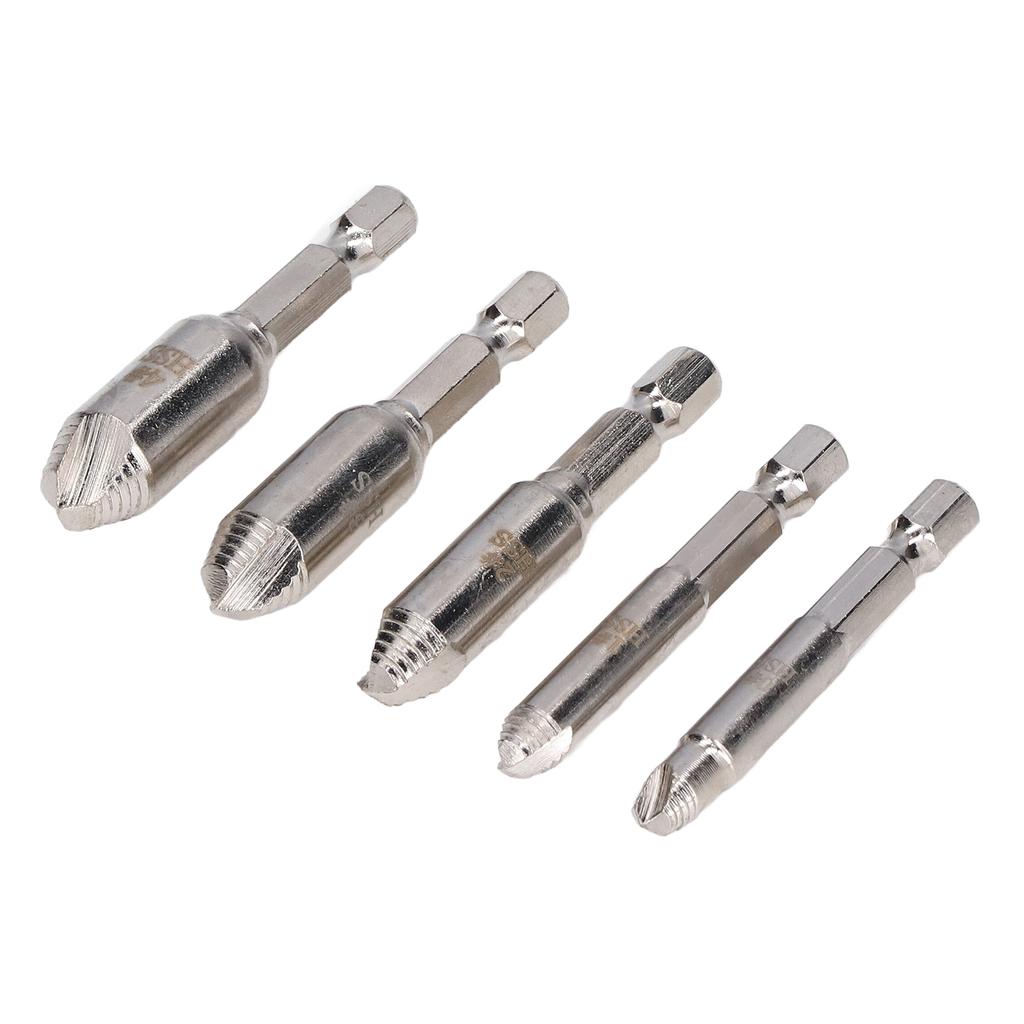 5PcsSet Screw Extractor High Speed Steel Nickel Plated Bolts Remover for Broken Screws