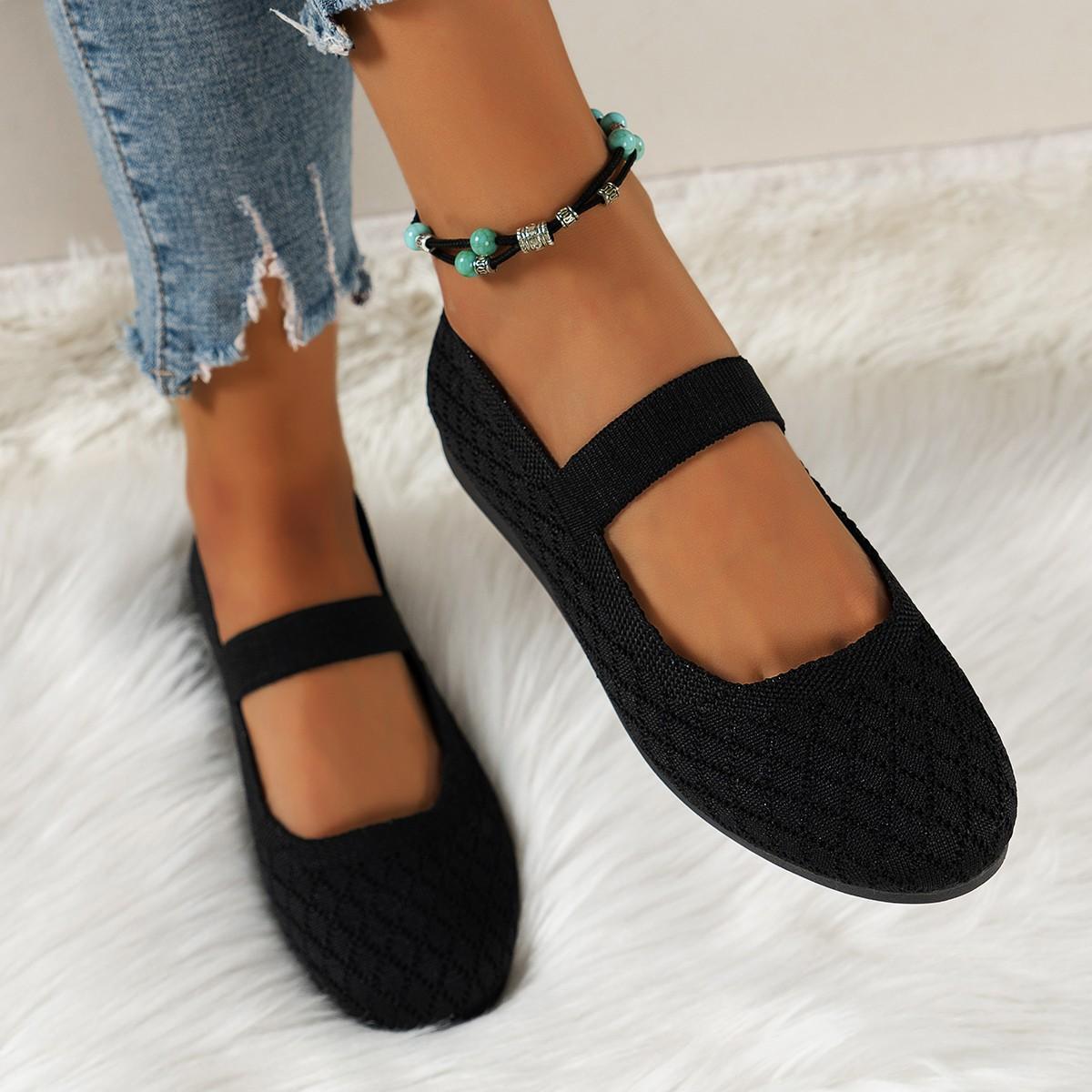 

2025 новые большие размеры туфли на плоской подошве женские тканые ткани модные круглые дышащие неглубокие горловины одна педаль 43 чёрный