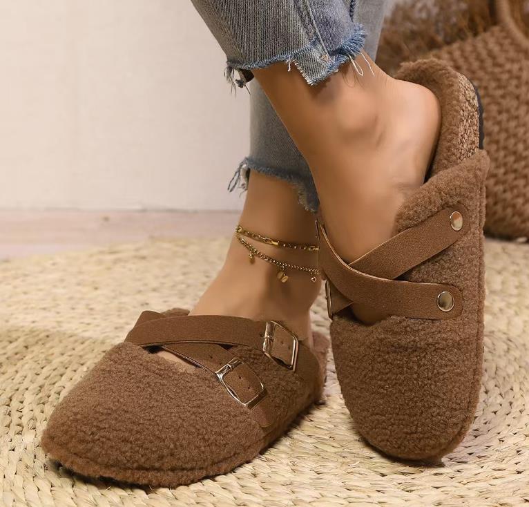 Fashion Fashion Women Mules Shoe Arch Support Birkens Wholesale Womens Shoes Plush Velvet Warm Slippers Mix Order Female Furry Shoes