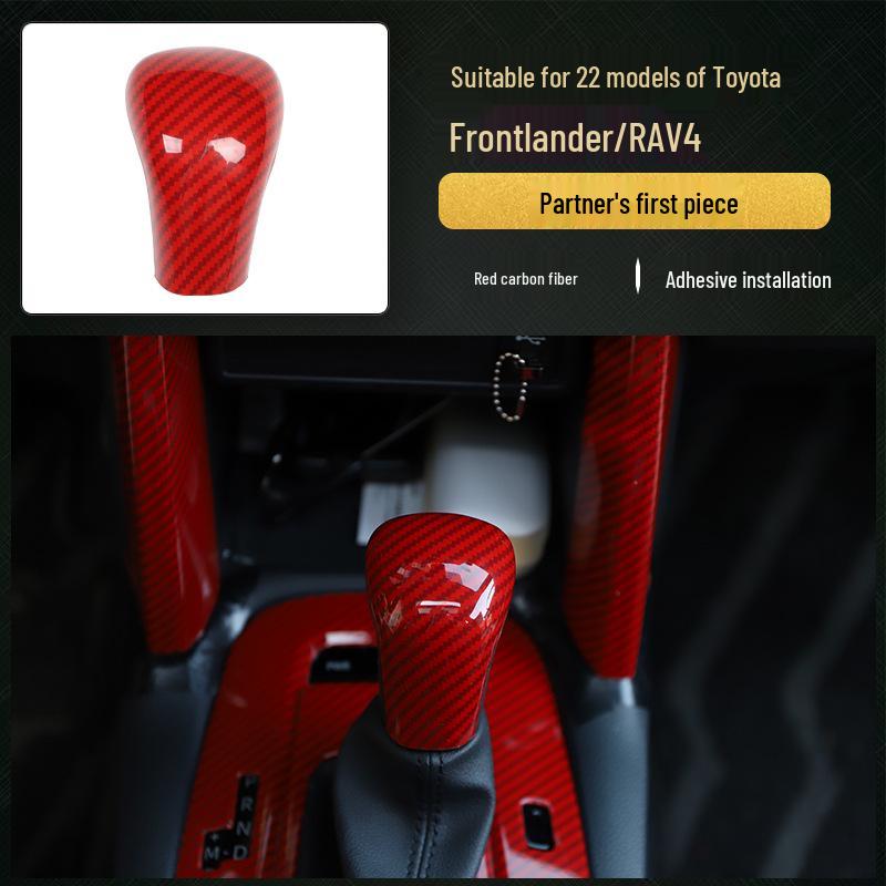 Rui Fang Carbon Fiber Interior Stickers: Fits 22 Models, Center Console Lift Panel, Peach Wood Design.