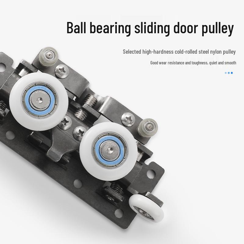 Invisible Track Two-Way Buffer Wheel Sliding Door Hardware for Glass/Wood Doors