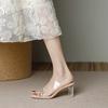 2025 This summer's new outer wear slippers female rhinestones fairy style with skirt thick heel transparent crystal and sandals